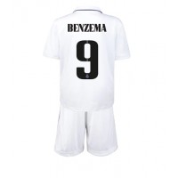Fotbalové Dres Real Madrid Karim Benzema #9 Dětské Domácí 2022-23 Krátký Rukáv (+ trenýrky)